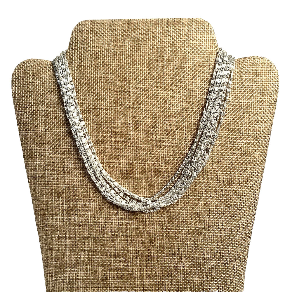 Vintage Sarah Coventry Silver Tone Multi Strand S Link Choker Necklace 15"